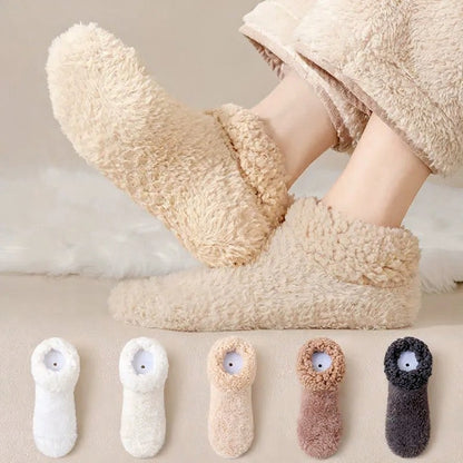 Cozy Sherpa Cuff Closed Toe Home Slipper Socks(2 Pairs) - White+Dark Grey - EU36-39(US3-5) - image 0