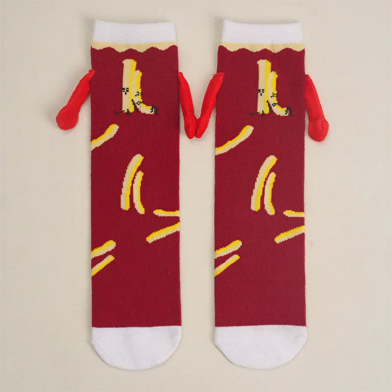 Playful Food Print Polycotton Quarter Socks(3 Pairs) - Wine - EU36-42(US3-9) - image 3