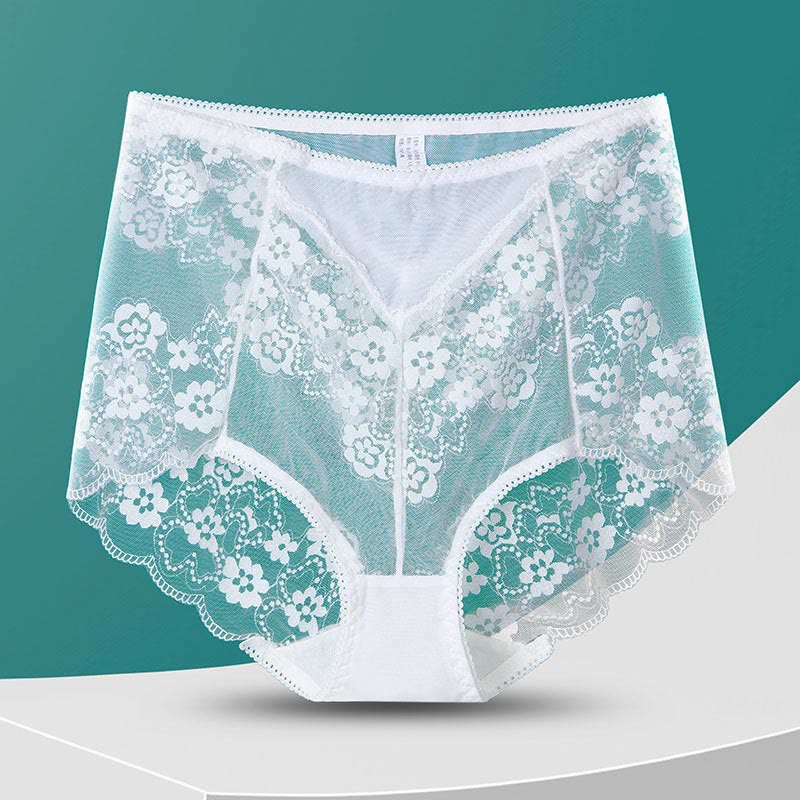 High-Waisted Floral Panty(5 Pairs) - White - 3XL - image 19