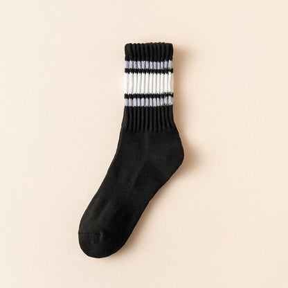 Plus Size Thickened Stripes Quarter Socks(7 Pairs) - Black - EU39-46(US6-12) - image 11