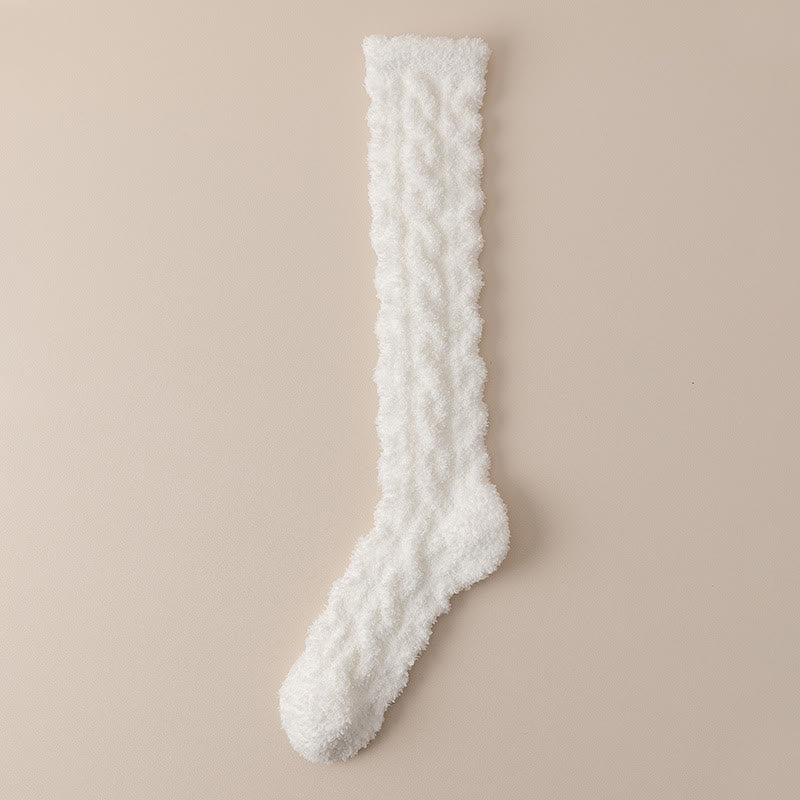 Coral Fleece Thermal Knee High Socks(5 Pairs) - White - Fits 220lbs - image 6