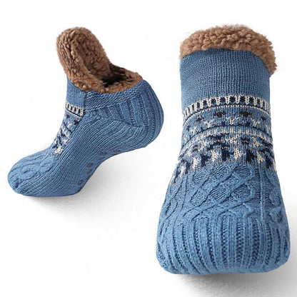 Plus Size Thickened Knitted Home Slipper Socks - Blue - US 12-13 - image 17