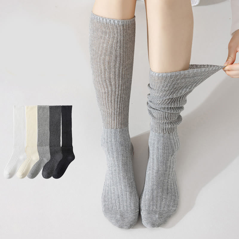 Solid Color Stylish Slouch Socks(3 Pairs) - image 0