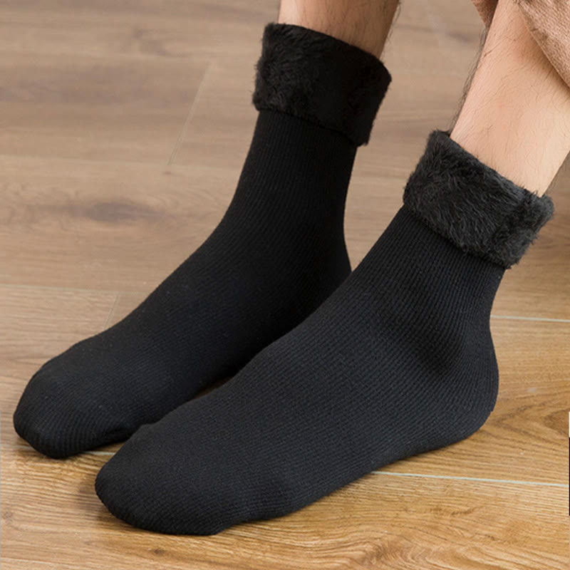 Plus Size Solid Color Fleece Crew Socks(6 Pairs) - image 2