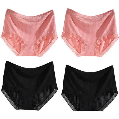 High-Waisted Seamless Panty(4 Pairs) - Black*2+Pink*2 - 4XL - image 18