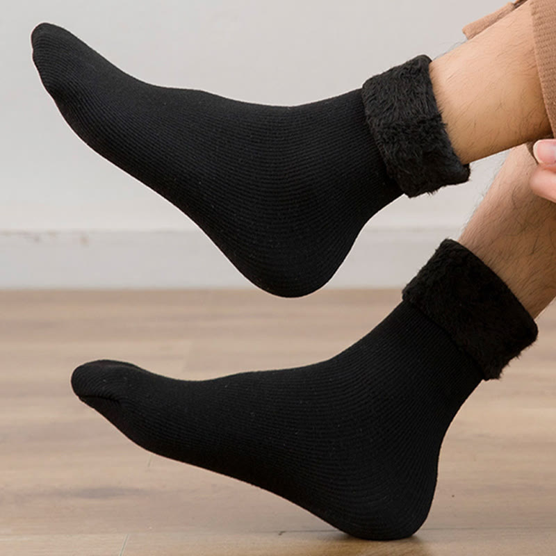 Plus Size Solid Color Fleece Crew Socks(6 Pairs) - image 3