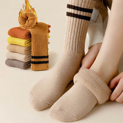 Plus Size Striped Warm Wool Quarter Socks(5 Pairs) - image 0