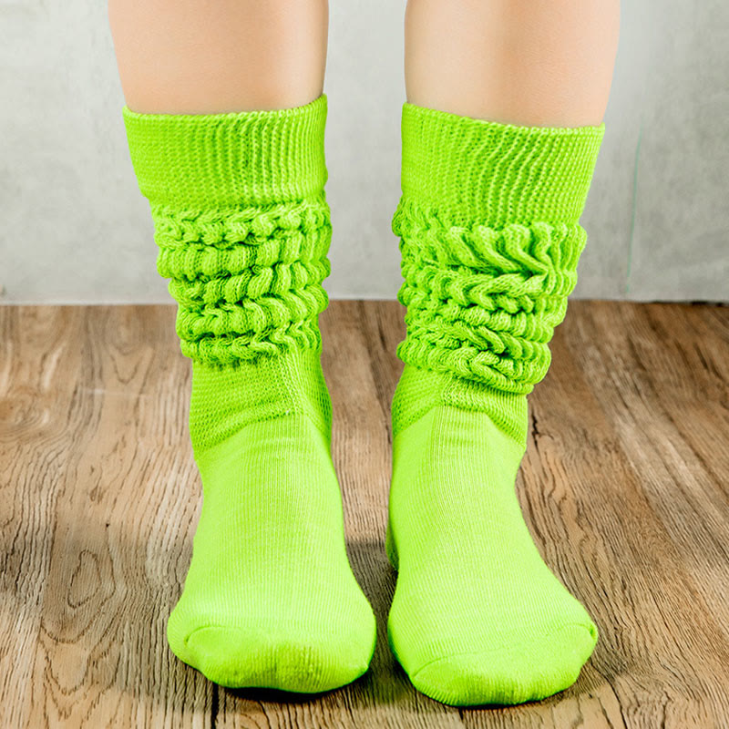 Candy Colored Soft Slouch Socks(2 Pairs) - Fluorescent Green - EU36-42(US3-8.5) - image 10