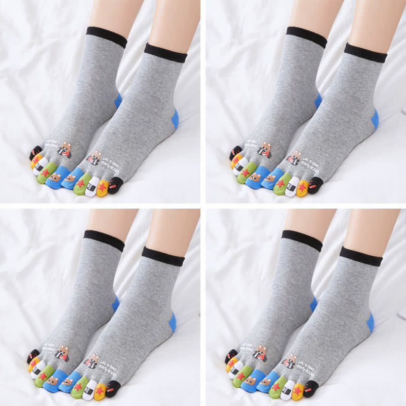 Plus Size Funny Cartoon Alignment Socks(4 Pairs)