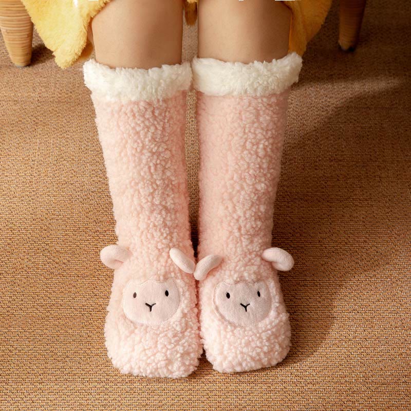 Lamb Design Coral Fleece Winter Slipper Socks - Pink - EU36-42(US3-8.5) - image 6