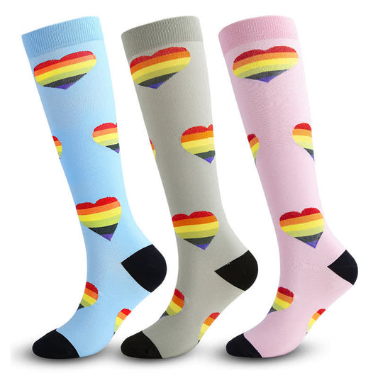 Rainbow Heart Compression Socks(3 Pairs) - image 0