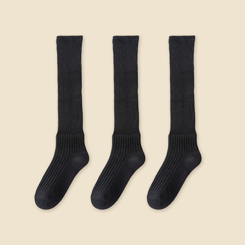 Solid Color Stylish Slouch Socks(3 Pairs) - Black - EU36-40(US3-7) - image 19