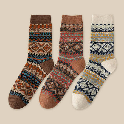 Plus Size Retro Breathable Quarter Socks(3 Pairs) - Coffee+Brown+Beige - EU39-46(US6-12) - image 9