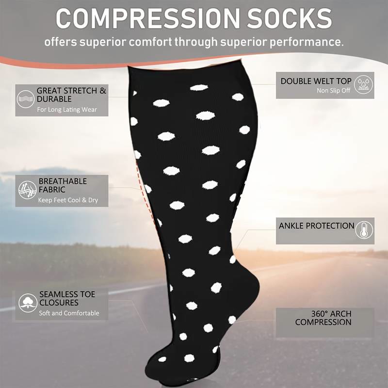 Plus Size White Stripes Compression Socks(3 Pairs) - image 3