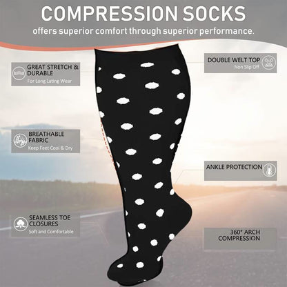 Plus Size White Stripes Compression Socks(3 Pairs) - image 3