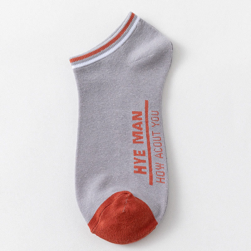 Wide Calf Letter Pattern Cotton Socks(3 Pairs) - 42-48 - Grey - image 8