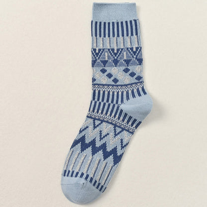 Retro Pattern Crew Socks(2 Pairs) - Royal Blue - EU39-46(US6-12) - image 5