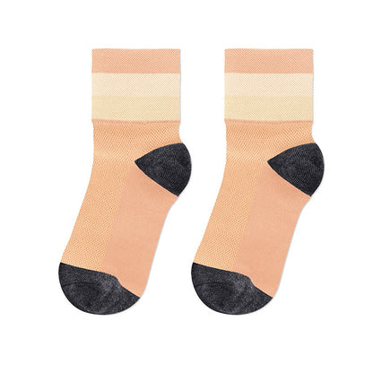Candy Color Breathable Quarter Socks - Apricot - L/XL - image 19