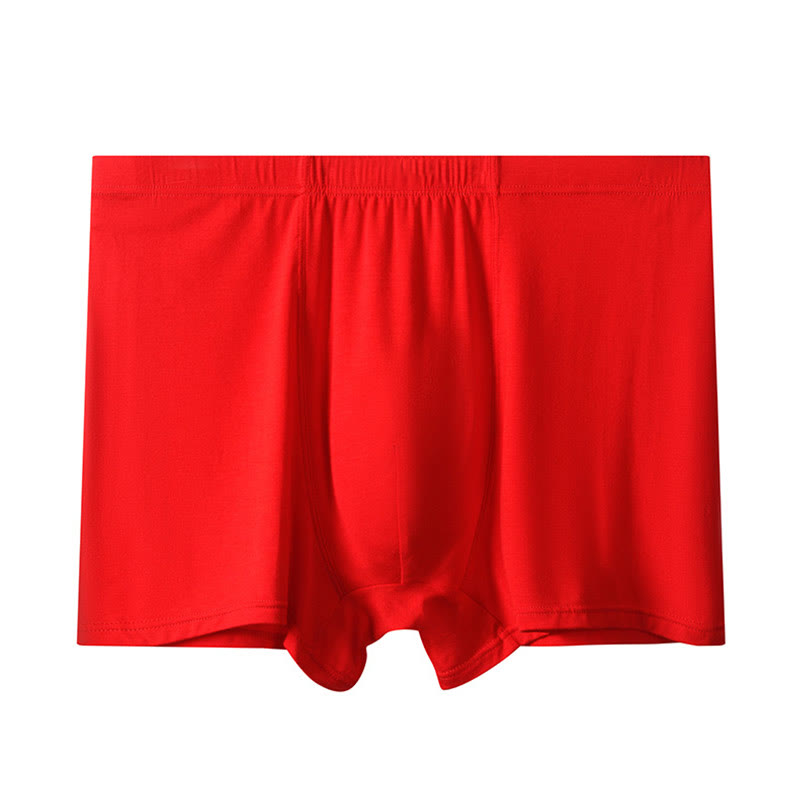 Plus Size High-Waisted Modal Boxer Briefs(1 Pair) - Red - 13XL - image 5