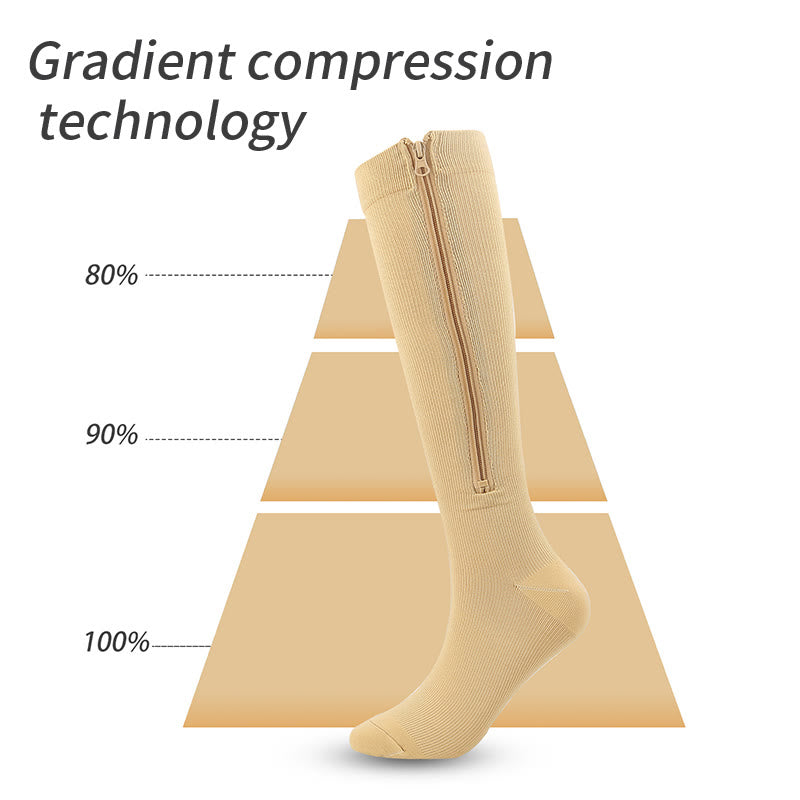 Zipper Knee High Compression Socks(3 Pairs) - image 1