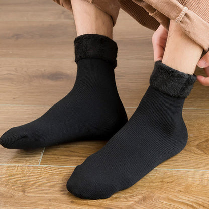 Plus Size Solid Color Fleece Crew Socks(6 Pairs) - image 4