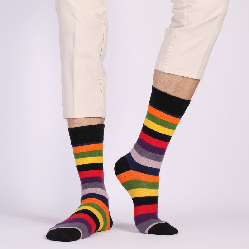 Color Stripes Crew Socks(6 Pairs) - image 1