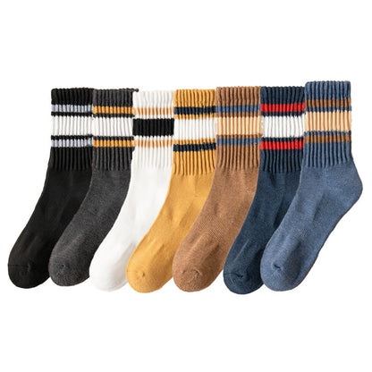 Plus Size Thickened Stripes Quarter Socks(7 Pairs) - Multicolor - EU39-46(US6-12) - image 8