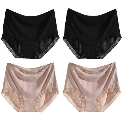 High-Waisted Seamless Panty(4 Pairs) - Black*2+Khaki*2 - 4XL - image 17