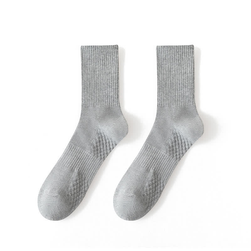 Solid Breathable Quarter Socks(4 Pairs) - EU43-48(US6-12) - Gray - image 4