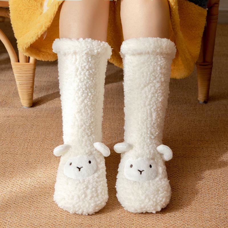 Lamb Design Coral Fleece Winter Slipper Socks - image 2