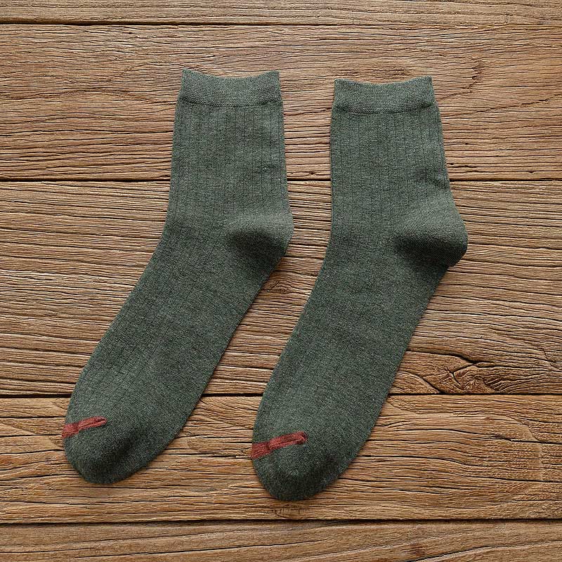 Pure Color Liner Cotton Socks(6 Pairs) - 42-48 - Green - image 8