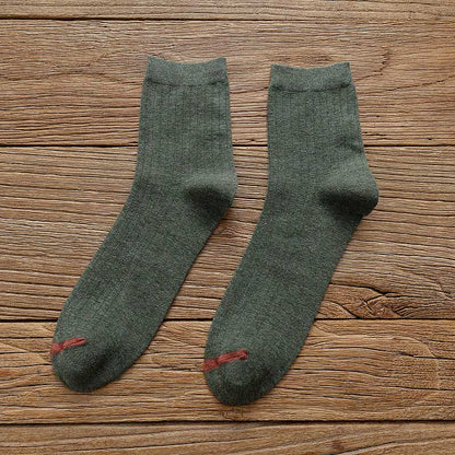 Pure Color Liner Cotton Socks(6 Pairs) - 42-48 - Green - image 8