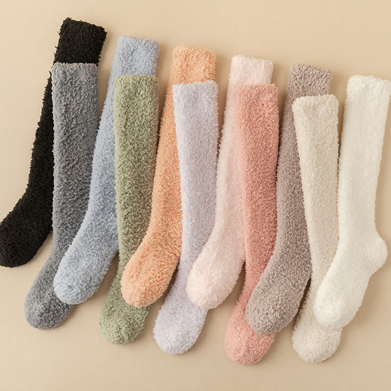 Plus Size Thickened Plush Knee High Socks(5 Pairs) - Multicolor（11Pairs） - EU36-43(US3-9) - image 4