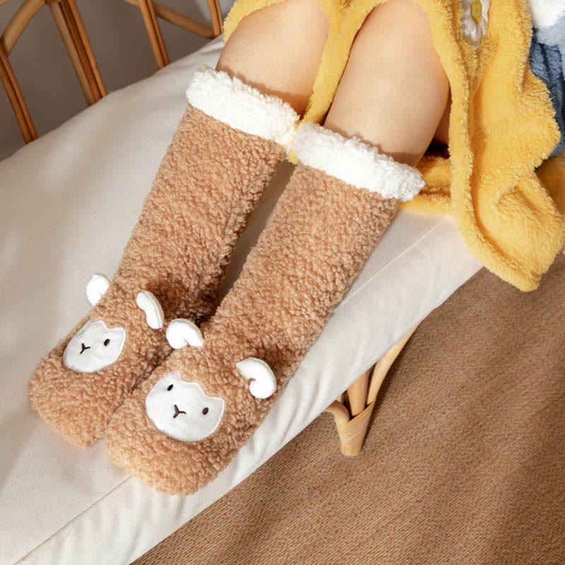 Lamb Design Coral Fleece Winter Slipper Socks - image 9