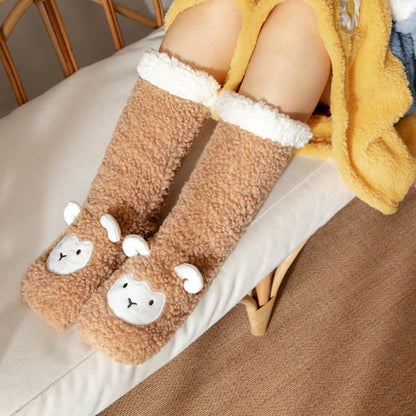 Lamb Design Coral Fleece Winter Slipper Socks - image 9