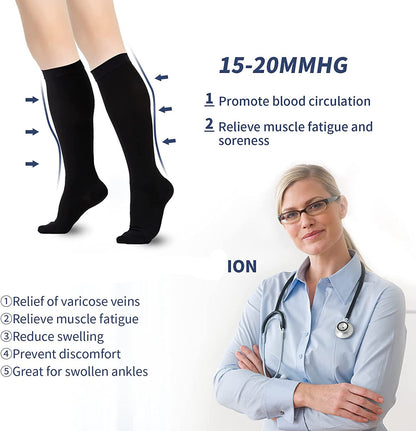 2XL-7XL Black Plus Size Compression Socks(15-20mmHg)