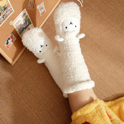 Lamb Design Coral Fleece Winter Slipper Socks - image 4