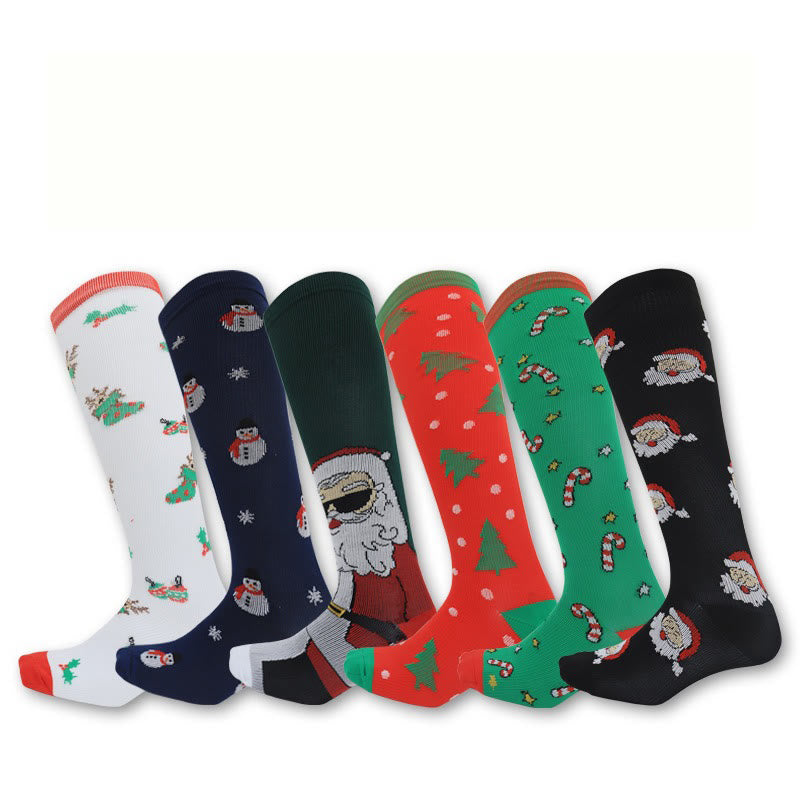 Christmas Sports Knee High Compression Socks(6 Pairs) - image 0