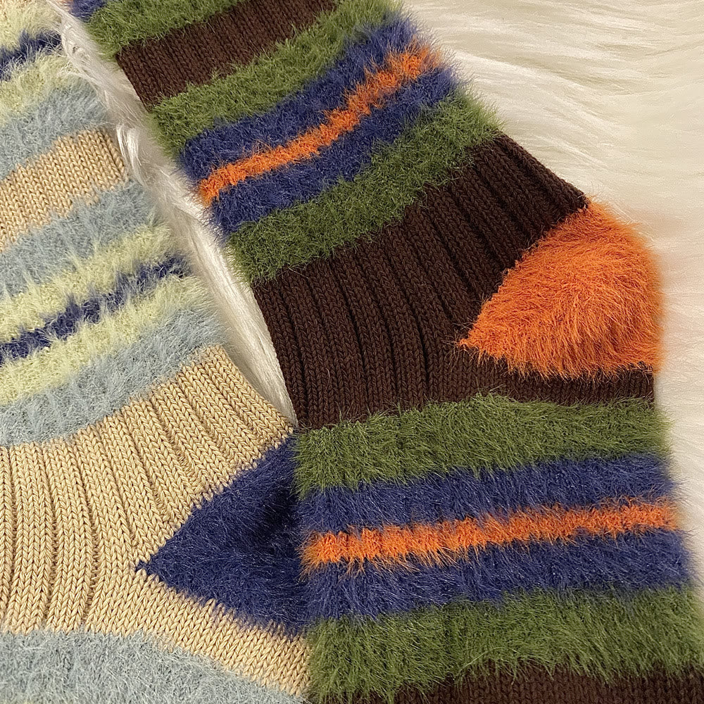 Color Block Furry Crew Socks(6 Pairs) - image 9