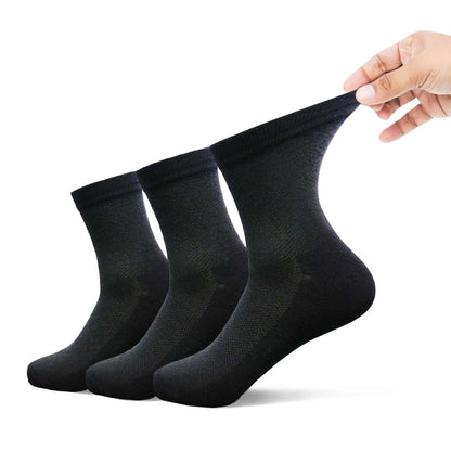 Toe Seamless Crew Socks(3 Pairs) - 42-48 - Black - image 1