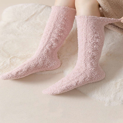 Coral Fleece Thermal Knee High Socks(5 Pairs) - image 1