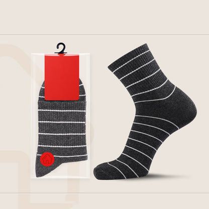 Cotton Striped Quarter Socks(5 Pairs) - Dark Grey - EU45-50(US10-15) - image 5