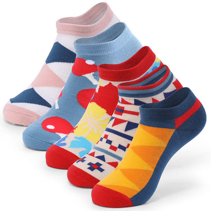 Color Contrast Ankle Socks(5 Pairs) - EU40-46(US7-12) - Muliticolor - image 0
