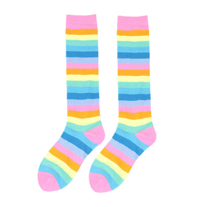 Rainbow Striped Knee High Socks(3 Pairs)