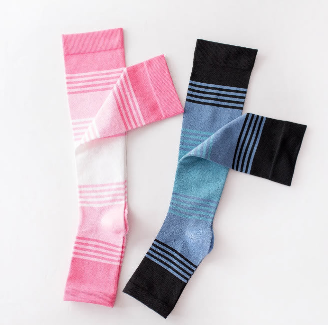 Mixed Color Striped Open Toe Compression Socks - image 4