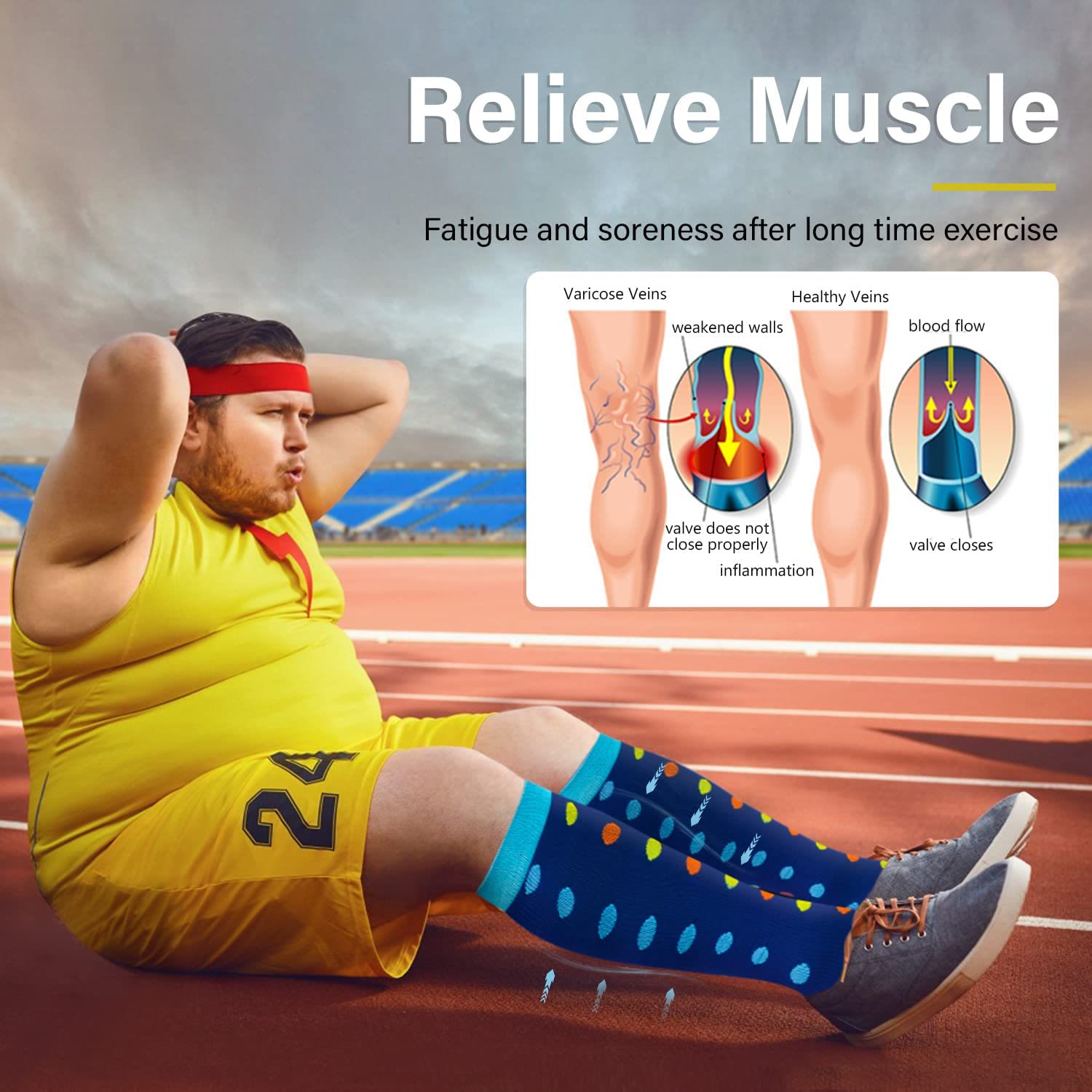 Plusock Skin Heart Dot Plus Size Compression Socks 2XL-7XL(3 Pairs) - image 8