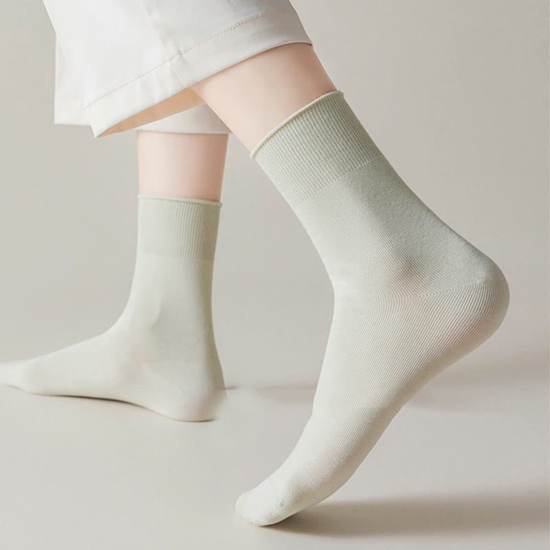 Solid Color High Elastic Quarter Socks(5 Pairs) - image 6