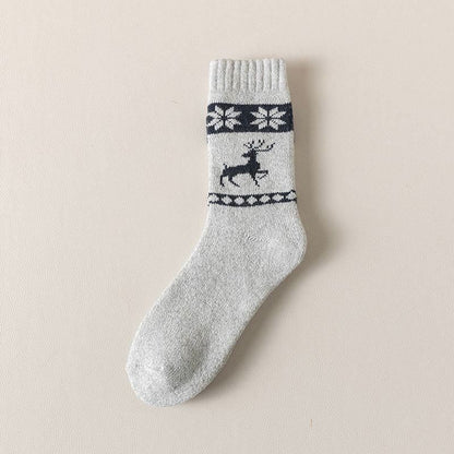 Elk Pattern Thickened Wool Quarter Socks(5 Pairs) - Light Gray - EU39-46(US6-12) - image 2
