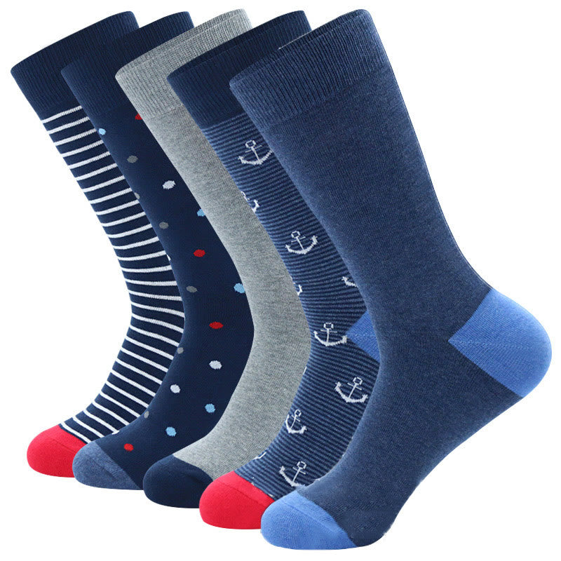 Rudder Pattern Funny Crew Socks(5 Pairs) - 42-48 - image 0