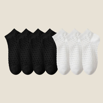 Hollow Mesh Ankle Socks(7 Pairs) - Black*4+White*3 - EU38-44(US5-11) - image 12
